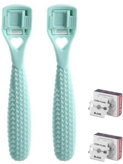 스트릿램프 발각질 제거 굳은살 면도기 민트 2p + 교체용날 20p 세트, 1세트