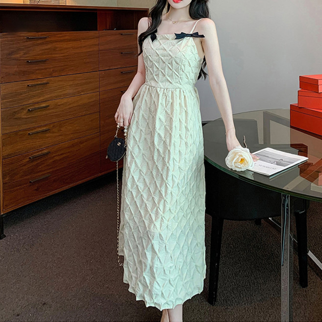 페이퍼먼츠 리본 끈나시 롱 라인 원피스 02237 빅사이즈 포함