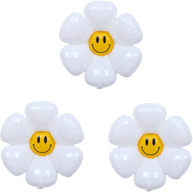 피앤비유니티 스마일 데이지 풍선 중, 혼합색상, 3개