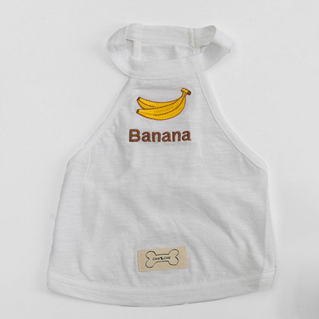 에이미러브즈펫 반려동물 후르츠 슬라브 홀터넥 나시 티셔츠, 바나나, 1개