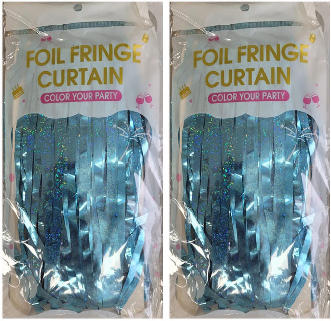 페이토 생일축하 파티 홀로그램 파티커튼 1 x 2 m, 라이트블루, 2개