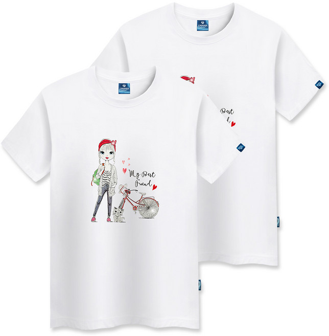 클로니아 남녀공용 고양이와 걸 반팔티셔츠 CS4T17 2p