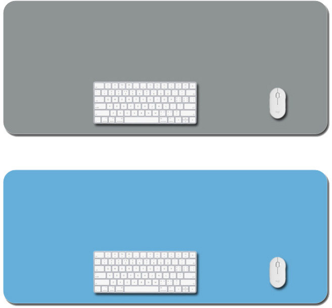 뱀스컴퍼니 와이드 가죽 데스크 매트 특대형 2p, 회색, 라이트 블루