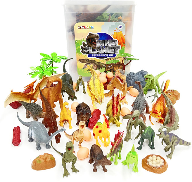 투칸 공룡 피규어 50종 세트, 혼합색상, 1개