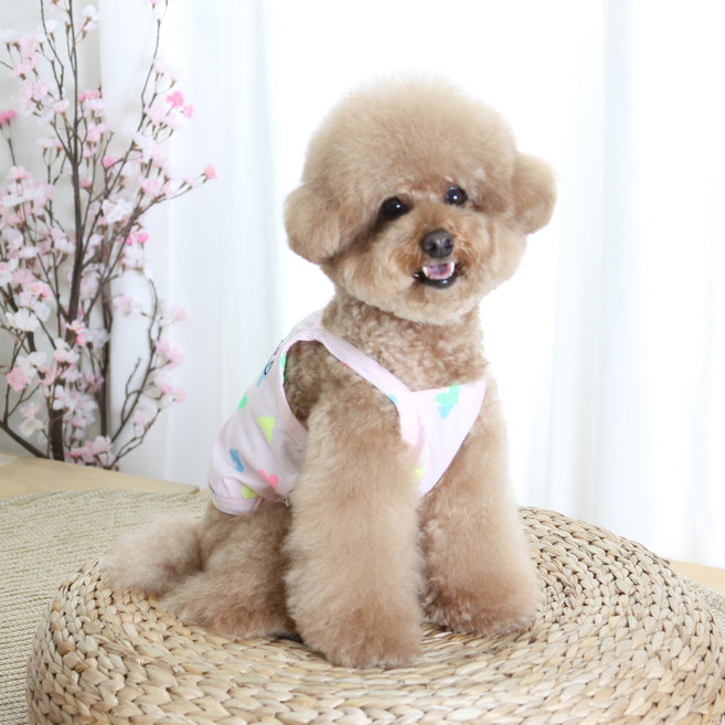 에이미러브즈펫 반려동물 샤이닝 크롭 나시 티셔츠, 하트핑크, 1개