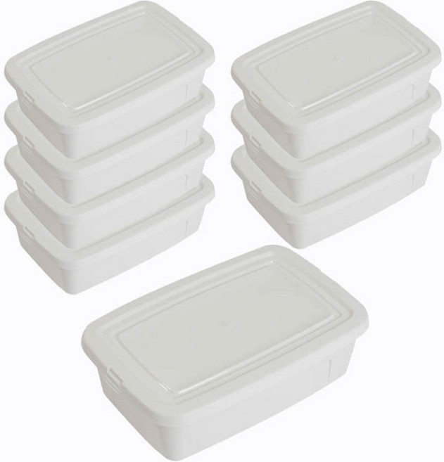 IRIS OHYAMA 愛麗思歐雅瑪 多用途收納盒附蓋, 白色, 8入