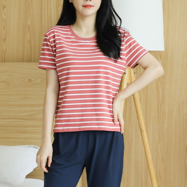 에이홉 임산부 스프라이프 반팔 티셔츠