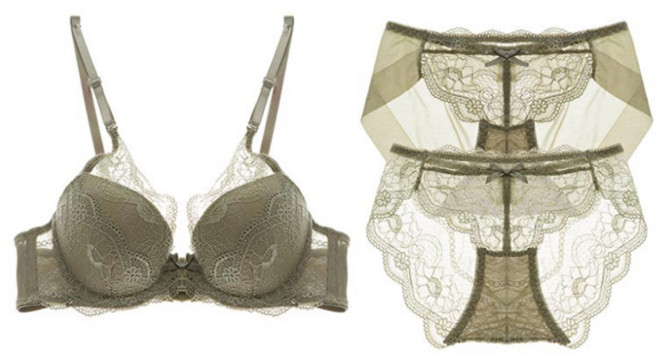 GLAM GONGGAM 女款大尺碼素色蕾絲內衣+蕾絲內褲+透膚內褲