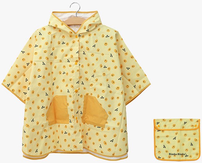 빔보빔바 아동용 스마일 패턴판초 우비 + 파우치 세트