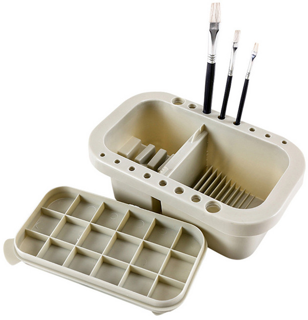 벨리안 수채화 아크릴 물통 파렛트 붓홀더 일체형, 18칸, 1개
