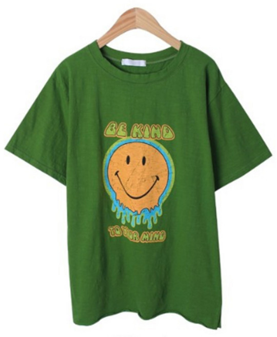 시크블랙 여성용 번머린 라운드넥 루즈핏 옆트임 반팔 티셔츠 T9874K25