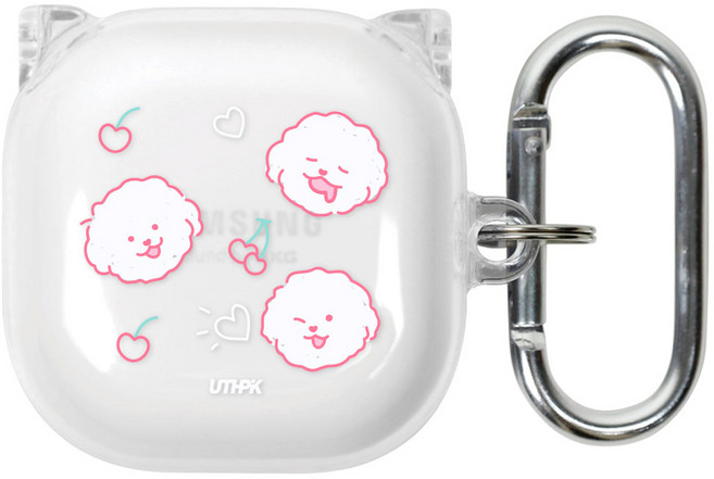 유스픽 디자인 클리어 버즈 / 버즈2 / 라이브 / 프로 공용 하드 케이스, 20 달콤뽀숑, 1개