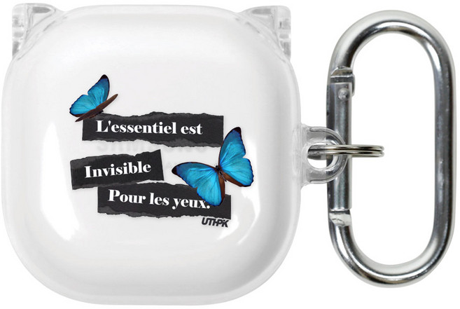 유스픽 디자인 클리어 버즈 / 버즈2 / 라이브 / 프로 공용 하드 케이스, 73 블랙노트 나비, 1개