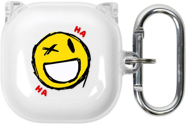 유스픽 디자인 클리어 버즈 / 버즈2 / 라이브 / 프로 공용 하드 케이스, 64 HAHA, 1개