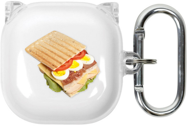 유스픽 디자인 클리어 버즈 / 버즈2 / 라이브 / 프로 공용 하드 케이스, 60 샌드위치, 1개