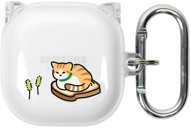 유스픽 디자인 클리어 버즈 / 버즈2 / 라이브 / 프로 공용 하드 케이스, 50 식빵, 1개