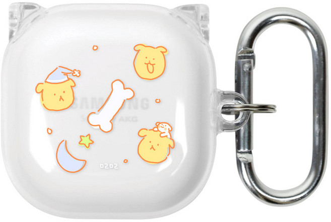 유스픽 디자인 클리어 버즈 / 버즈2 / 라이브 / 프로 공용 하드 케이스, 25 강아지포근, 1개