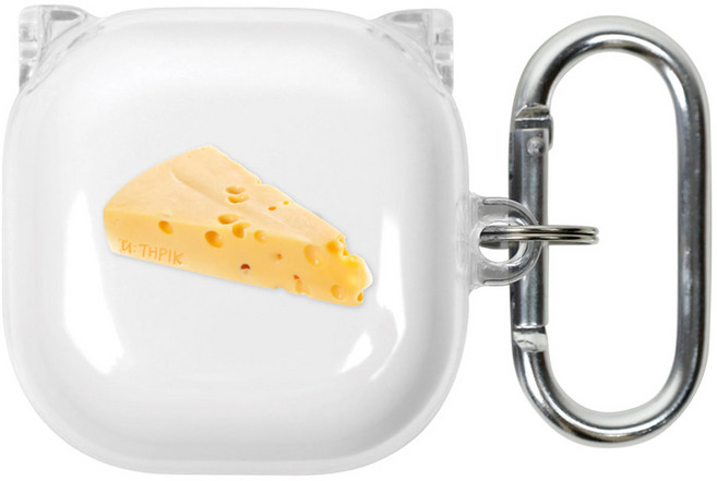 유스픽 디자인 클리어 버즈 / 버즈2 / 라이브 / 프로 공용 하드 케이스, 62 치즈, 1개