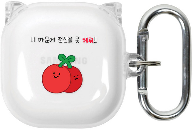 유스픽 디자인 클리어 버즈/버즈2/라이브/프로 공용 하드 케이스, 06 체리, 1개