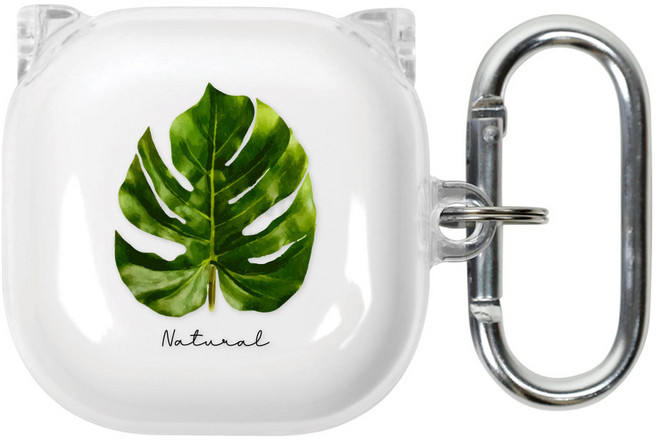 유스픽 디자인 클리어 버즈 / 버즈2 / 라이브 / 프로 공용 하드 케이스, 78 몬스테라, 1개