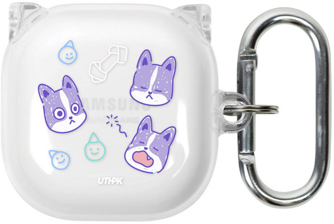 유스픽 디자인 클리어 버즈 / 버즈2 / 라이브 / 프로 공용 하드 케이스, 21 달콤뽀쓰, 1개