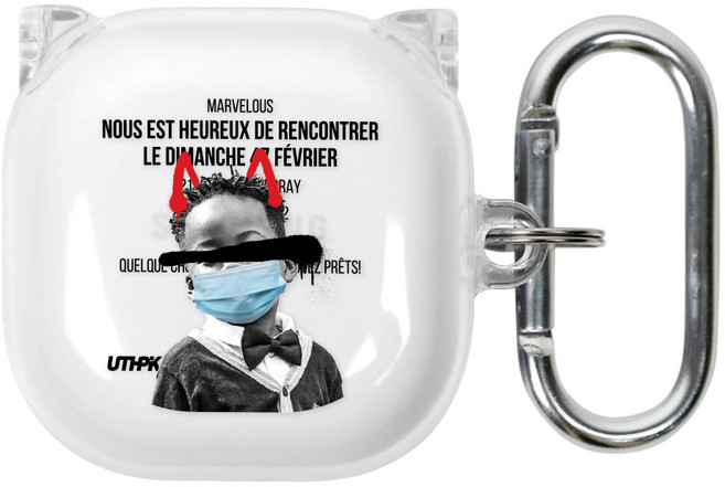 유스픽 디자인 클리어 버즈 / 버즈2 / 라이브 / 프로 공용 하드 케이스, 66 마스크, 1개