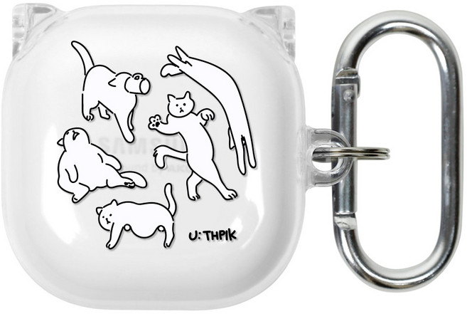 유스픽 디자인 클리어 버즈 / 버즈2 / 라이브 / 프로 공용 하드 케이스, 40 망한고양이들, 1개