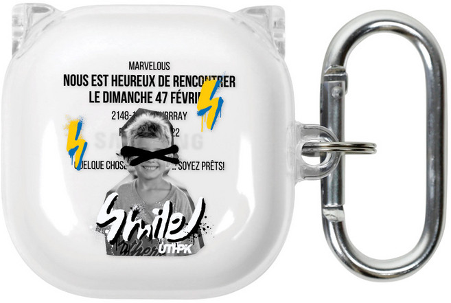 유스픽 디자인 클리어 버즈 / 버즈2 / 라이브 / 프로 공용 하드 케이스, 67 스마일썬더, 1개