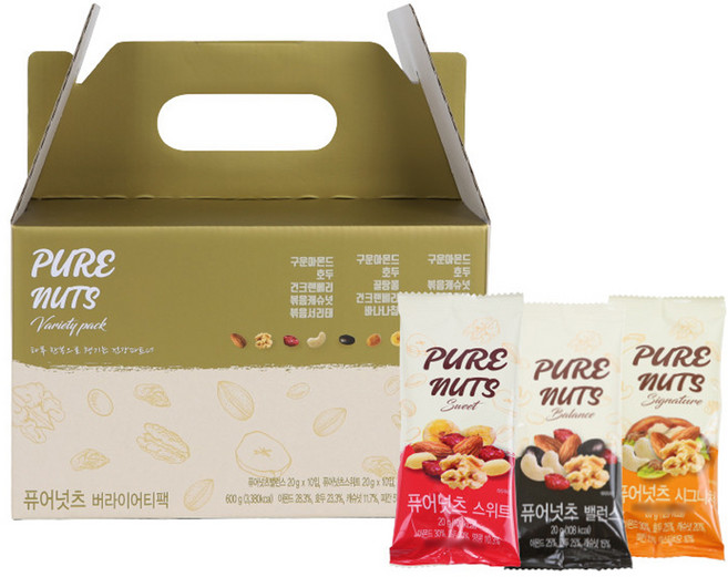 에코밀 퓨어넛츠 버라이어티 스위트 10p + 밸런스 10p + 시그니처 10p 견과세트, 600g, 1세트