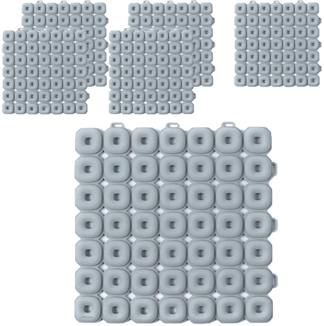 OHOO2 pvc 오이스터 욕실매트, 베이직그레이, 6개