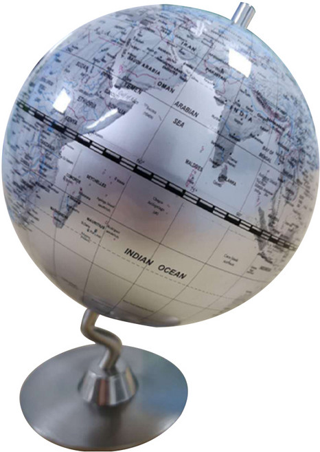 지도닷컴 마벨인홈 고급 인테리어 스틸 받침대 지구본, 실버