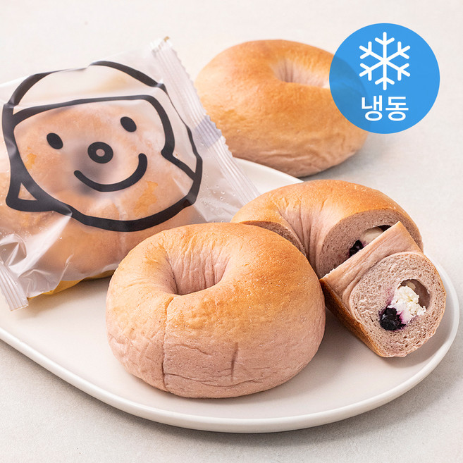 훕훕베이글 블루베리러버 베이글 3개입(냉동), 1세트, 160g