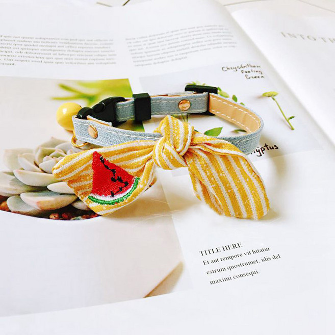 파스텔펫 반려동물 후르츠 스프라이트 리본 목줄, 옐로우, 1개