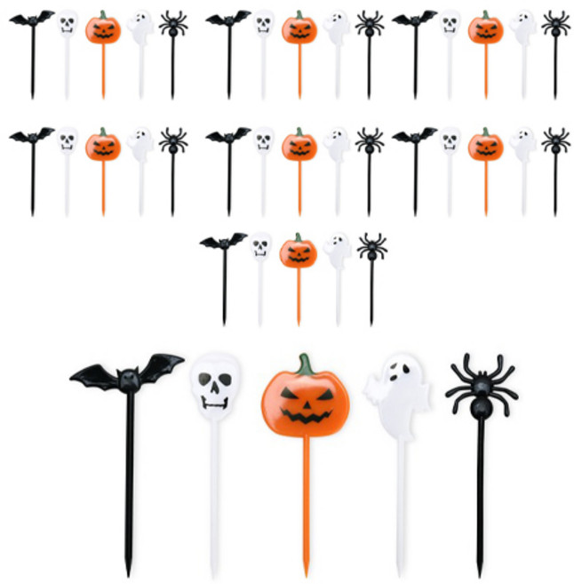 인디케이 할로윈 아이콘 데코픽 5종 x 8p 세트, 혼합색상, 1세트