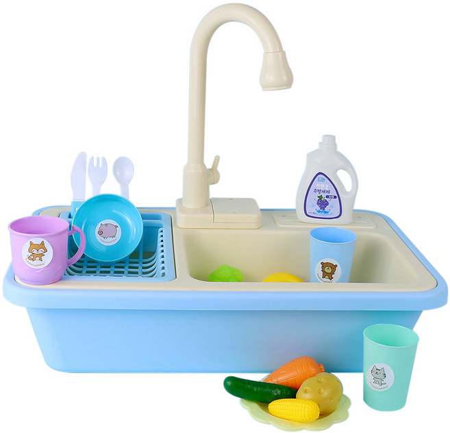해피플레이 뽀득뽀득 싱크대 주방놀이, 블루, 1개