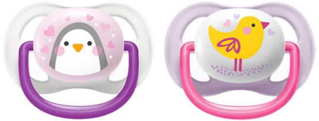 필립스아벤트 울트라 에어 컬렌션 노리개 젖꼭지 2종 세트, 0~6개월, 펭귄 + 새, 1세트