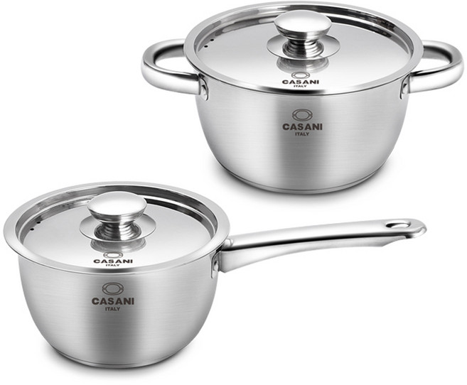 까사니 인덕션 폰조 IH 스텐 냄비세트 2개, 편수 18cm + 양수 20cm, 1세트