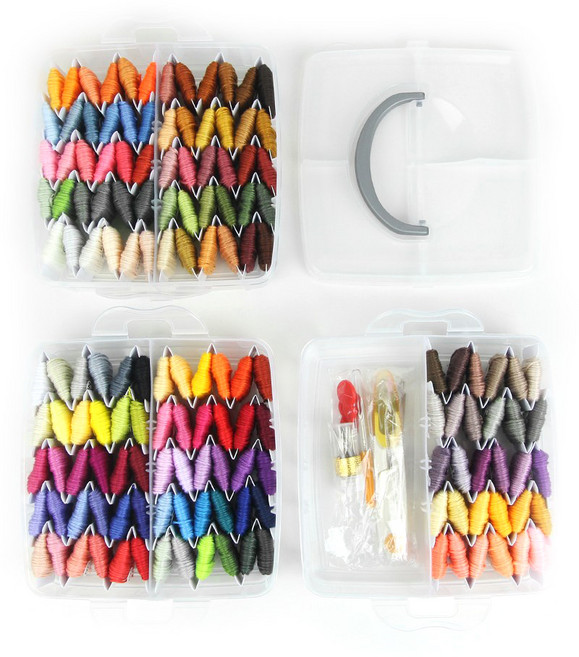 프랑스 자수실 150색 + 부자재 6종 세트, 혼합색상, 1개