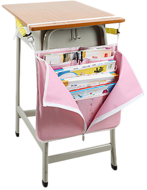 오티온 다용도 학교 책상걸이용 수납 정리 가방, 분홍