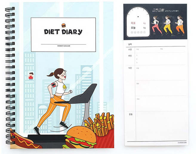 제이로그 굿에프터눈 다이어트 완전정복 다이어리 + 떡메모지 세트, 혼합색상, 1개