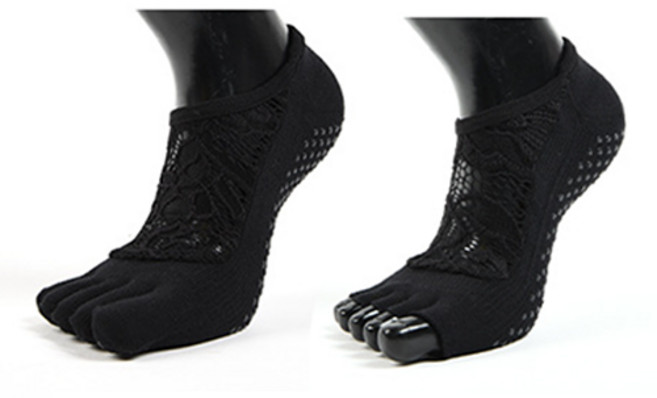 해시그라운드 여성용 레이스 논슬립 요가양말 오픈토 + 유발 + 수면양말 세트