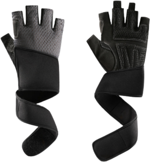 리치덕 손목 이중보호 벨크로 헬스장갑 양손세트, 블랙그레이, 1개