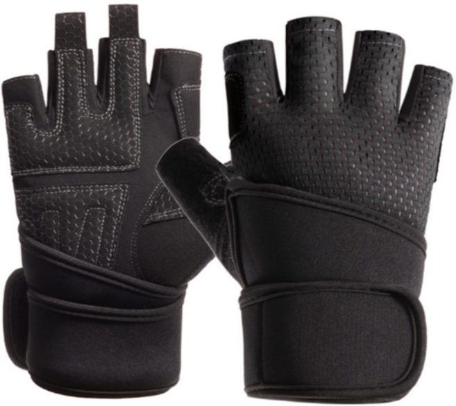리치덕 손목 이중보호 벨크로 헬스장갑 양손세트, 블랙, 1개