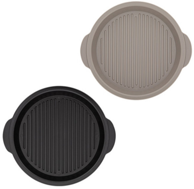 플레이팅 렌지용 원형 접시 세트, 1세트, 접시 2종, 샌드블랙 + 애쉬그레이