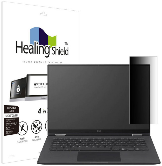 힐링쉴드 그램360 14T90P / 14TD90P 2021 시크릿가드 안티블루 4in1 프라이버시 보안필름 2p 세트, 1세트