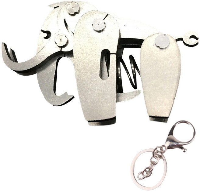 순잠 강철 리얼리티 실버 3D DIY 프라모델 60 코끼리 열쇠고리 만들기, 1개