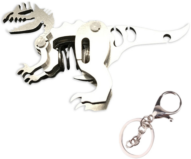 순잠 강철 리얼리티 실버 3D DIY 프라모델 50 딜로포 사우르스 열쇠고리 만들기, 1개