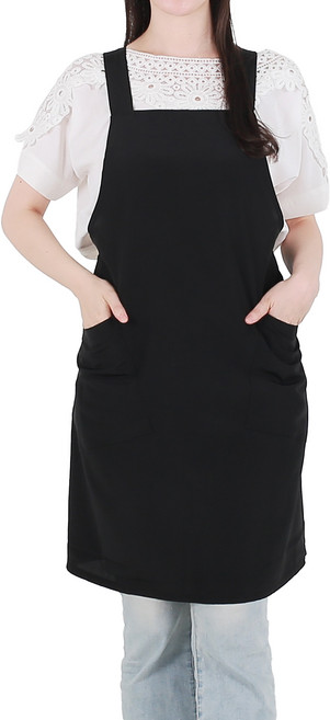 클린유니폼 벨크로 단추형 서빙 앞치마 특대, 블랙, 1개