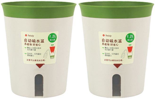 모리앤 칼라 저면관수 화분, 그린, 2개