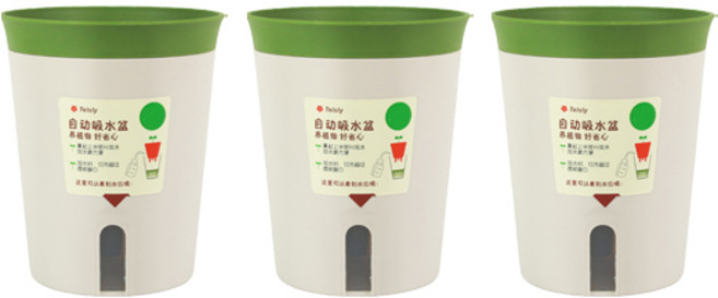 모리앤 칼라 저면관수 화분, 그린, 3개